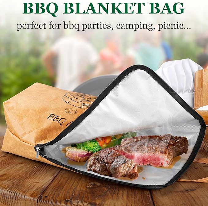 21.5in BBQ Blanket for Resting Meat, HaSteeL Insulated Brisket Resting Bag with Wide Mouth, BBQ Smoker Accessories Barbecue Tool for Brisket/Pork/Turkey, BBQ Gifts for Men