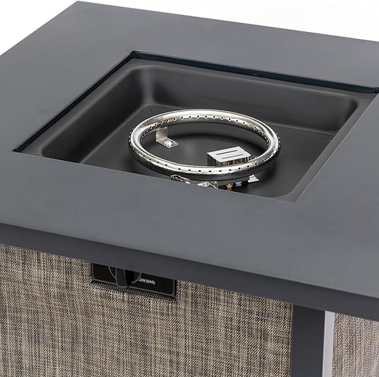 28'' Propane Fire Pit Table, 50,000 BTU Steel Gas FirePit for Outdoor, Fire Table with Lid, Add Warmth & Ambience to Gatherings and Parties On Patio Deck Garden Backyard, Grey.