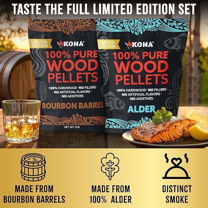 Kona Alder Wood Pellets – Limited Edition, Intended for Ninja Woodfire Grill, Outdoor Oven & Smoker – 2lb Resealable Bag