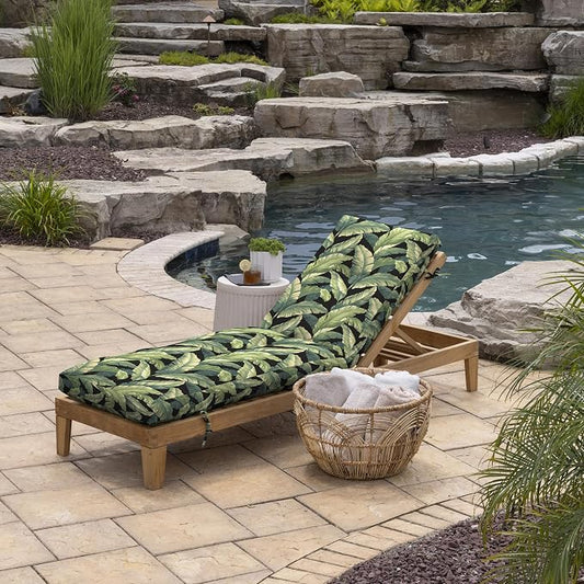 Arden Outdoor Plush Modern Tufted Chaise Cushion, 76 x 22, Rain-Proof, Fade Resistant, Tufted Cushion for Chaise Lounger Onyx Cebu | Plush Comfort, Modern Tuft, Lounge Cushion, Rain-Proof, Fade Resistant, Mold and Mildew Resistant