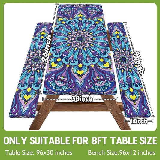 Picnic Table Cover with Bench Covers Vinyl Table Cloth Camping Lovers Essentials Camper Rv Car Travel Accessories Accessory Overlanding Must Haves Outdoor Gadgets Road Trip Tools Gear Stuff Equipment