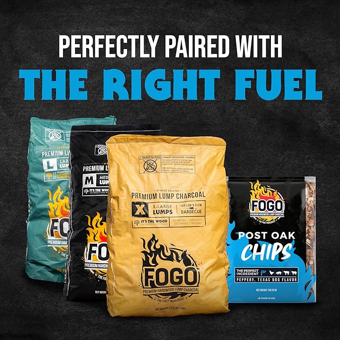 FOGO Post Oak Wood Chips for Grilling and Smoking, Bold Texas BBQ Flavor for Charcoal and Gas Grills, Made in USA, 1.4 lb Bag, 6-Pack