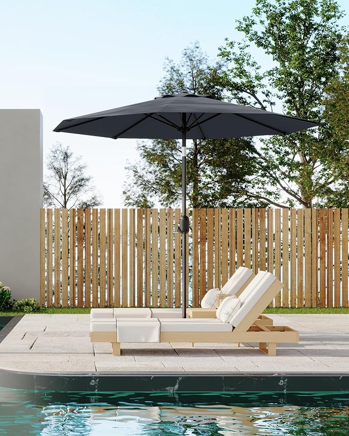 GarveeLife 9 ft Patio Umbrella, Outdoor Table Market Umbrella