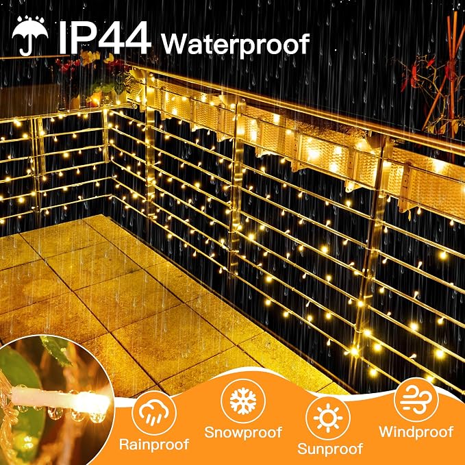 328FT 1000 LED Christmas Lights Outdoor Waterproof, Timer & Memory Function, 8 Modes Warm White String Lights Plug in Twinkle Lights for Xmas Tree Holiday Garden Indoor Party Decor