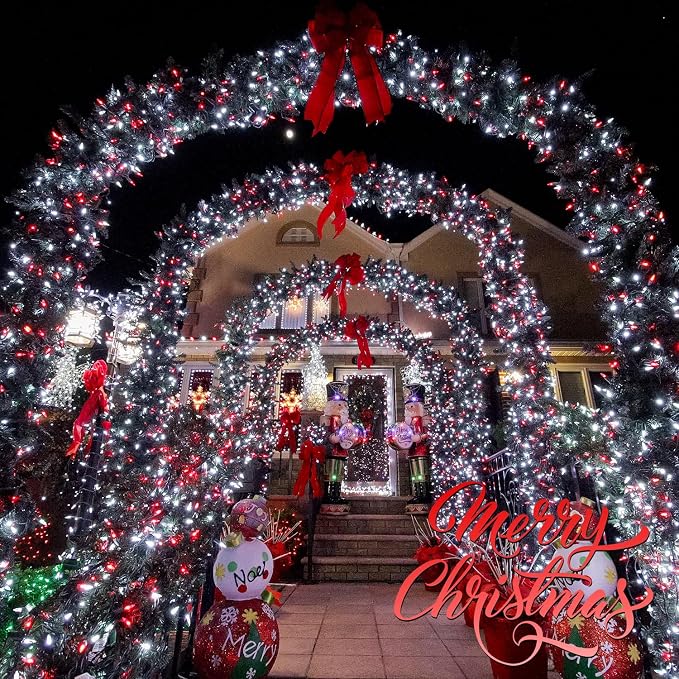JMEXSUSS 200 LED Red and White Christmas Lights, 66ft String Lights Plug in | Connectable, 8 Modes, Green Wire Twinkle Christmas Lights for Tree Bedroom Mantel Fireplace Porch Yard Indoor Outdoor Decor