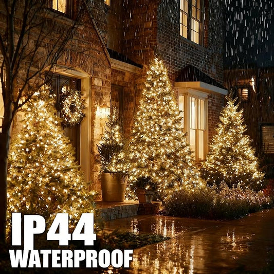 TW SHINE Christmas Lights, 600 LED 196FT Christmas String Lights Plug-in with 8 Modes Timer and Remote, Waterproof Outdoor Decorations for Bedroom Wedding Party Yard Tree Decor, Warm White