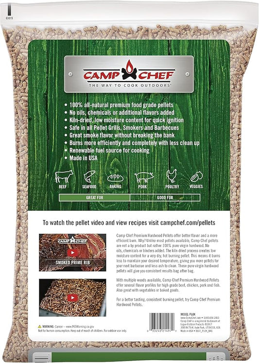 Camp Chef Oak Flavor 100% All-Natural Wood Pellets for Smokers and Pellet Grills, Smoke, Bake, Roast, Braise and BBQ, 20 lb. Bag