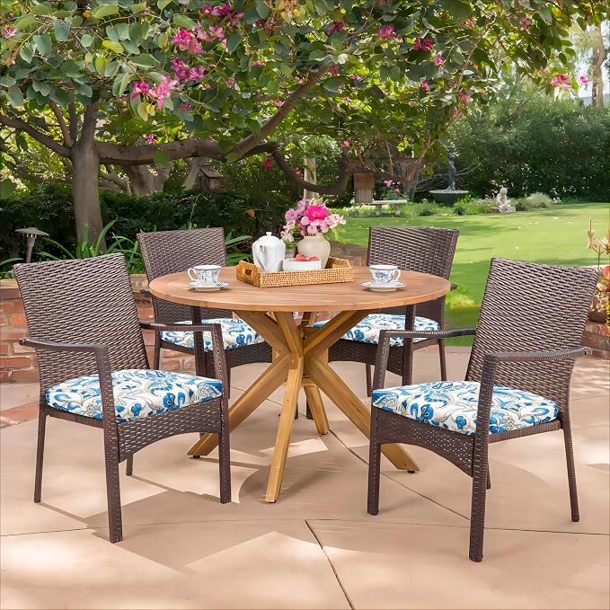HARBOREST Outdoor Chair Cushions Set of 4, Water Resistant Patio Chair Cushions with Ties, Outdoor Seat Cushions for Patio Furniture, 17"x16"x2", Blue Butterfly