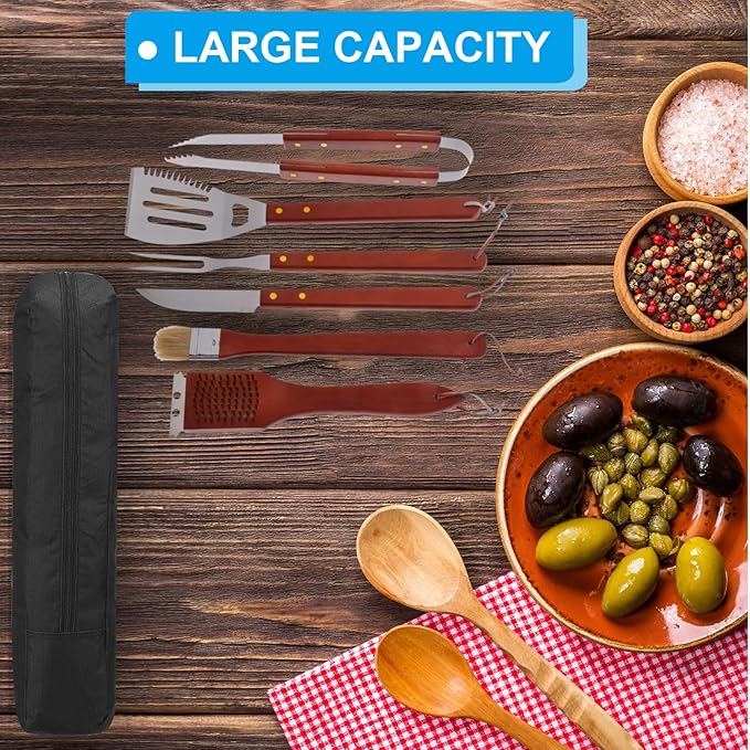 PATIKIL 32x4x4 Inch Grill Storage Tool Bag, Grilling Tools BBQ Bag for Grill Utensil Storage 600D Oxford Foldable Tripod Carry Bag with Adjustable Shoulder Strap for Outdoor Camping