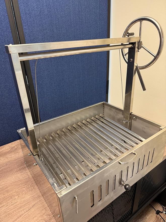 Santa Maria Grill Built in BBQ Cooking Grill -Argentine Barbecue V grate adjustable height- Tabletop model 28 &1/2 by 22 inch