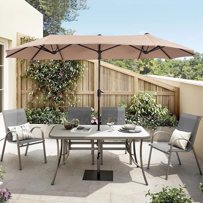 HERA'S PALACE 13 ft Rectangle Patio Umbrellas Large Outdoor Umbrella with Crank Powerful UV Protective Table Umbrella Outdoor Patio for Backyard, Pool, Garden, Deck