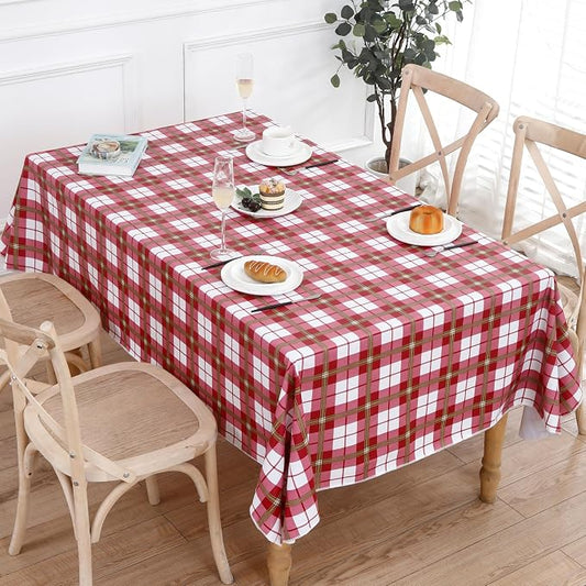 Walrus Heavy Duty Vinyl Tablecloth with Flannel Backing Waterproof Oil-Proof Plastic Table Cloth Stain-Resistant Wipeable Rectangle or Square Table Cover for Indoor and Outdoor (Lattice,60x102 Inch)