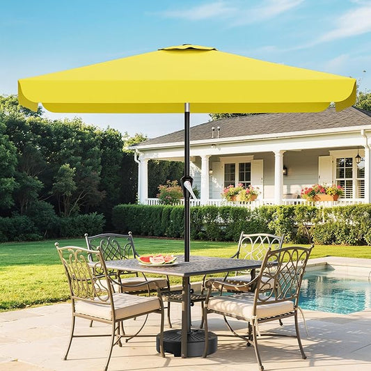 AreShark 6.5 x 10 FT Rectangular Valance Patio Umbrella, Outdoor Umbrella with Tilt and Crank, Market Table Umbrellas W/ 6 Ribs UV Protection for Garden, Deck, Backyard and Pool, Yellow
