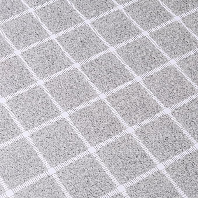 Rectangle Vinyl Tablecloth 100% Waterproof - Heavy Duty Buffalo Plaid Table Cover for Outdoor Picnic Camping Patio - Wipe Clean Checkered Gingham Tablecloth for BBQ Party Decor - 55x108 Grey