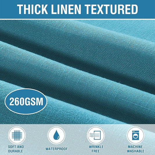 H.VERSAILTEX Linen Textured Table Cloths 54 x 80 Inch Premium Solid Tablecloth Spill-Proof Waterproof Table Cover for Dining Buffet Feature Extra Soft and Thick Fabric Wrinkle Free, Teal