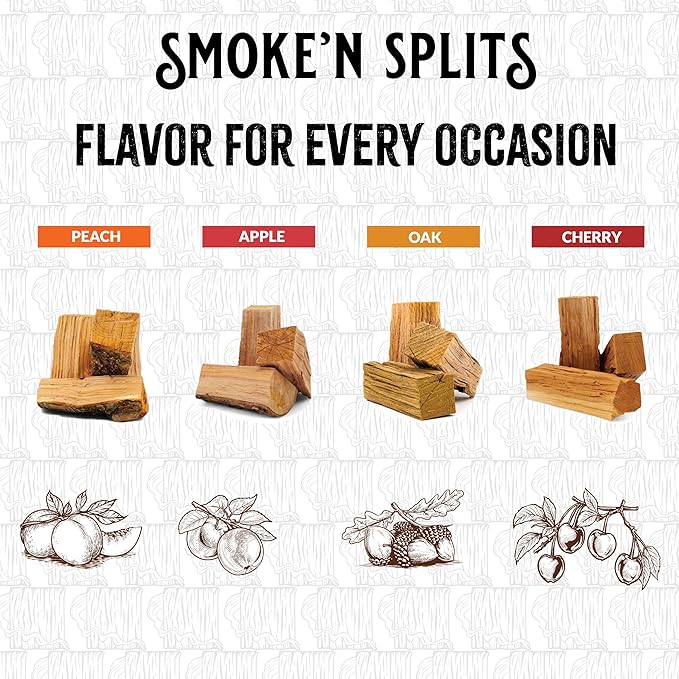 Smoke'n Splits by Tiny Timbers USDA Grade Kiln Dried Hardwood Cooking Chunks for Smokers & BBQ Grills | 5" Short Splits | USA Sourced | 6 lb. | 400+ cu. in. | Wild Black Cherry