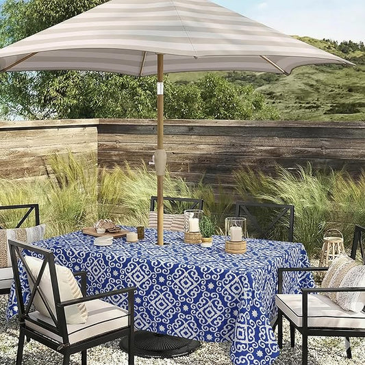 EHouseHome Outdoor Indoor 60x84 inch Rectangle Tablecloth with Umbrella Hole and Zipper, Waterproof Patio Table Cloths, Spring/Summer Table Covers for Backyard Circular Table/BBQs/Picnic