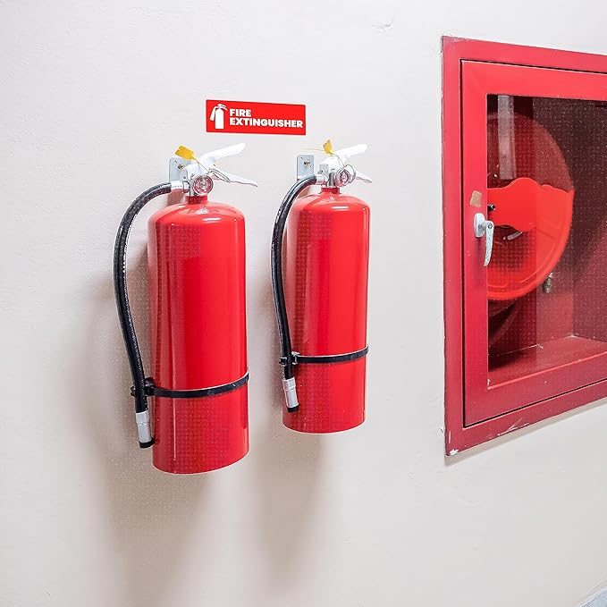 Fire Extinguisher Sticker for Business - Office, Commercial, Landlord (Short Term Rental) - High Visibility Fire Extinguisher Sign for Safety and Compliance. Size 6" x 2", 20 Labels
