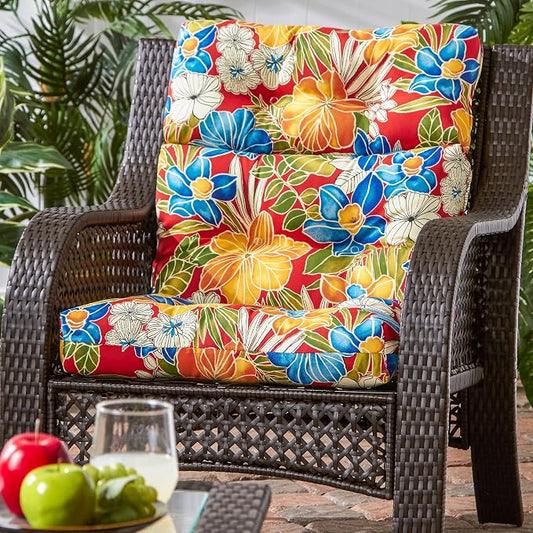 Greendale Home Fashions Aloha Crimson 44'' x 22'' Outdoor High Back Chair Cushion