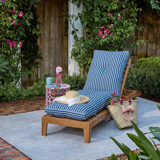 Arden Outdoor Tufted Chaise Cushion, 22x76, Striped for the Heart | Plush Comfort, Modern Tuft, Lounge Cushion, Water repellent, Fade Resistant, Mold and Mildew Resistant