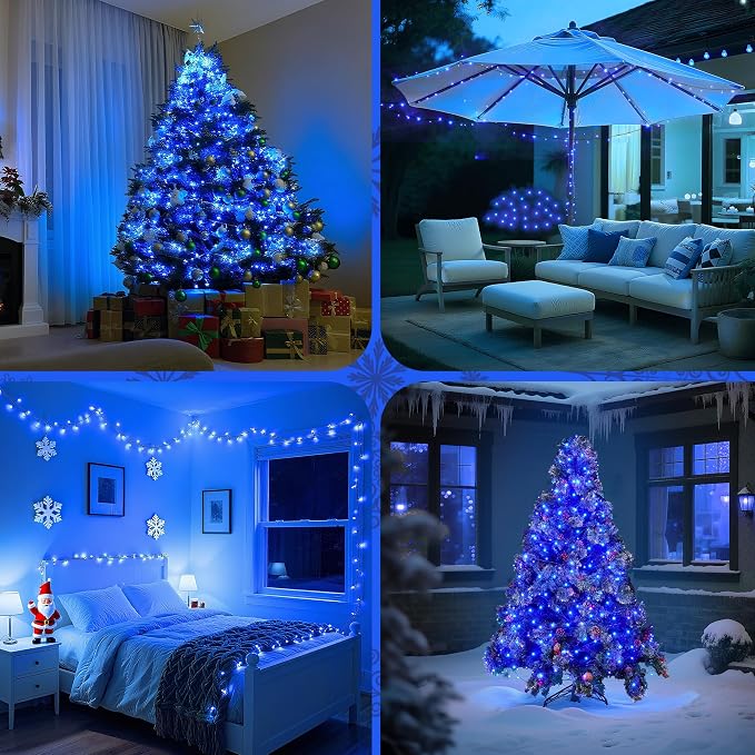 WBao Long Blue Christmas Lights Indoor Outdoor 500LED 174ft, Super Bright LED Christmas String Lights with UL Certified, 8 Light Modes, Timer, Memory & Waterproof for Trees, Patio, Xmas Party Decor