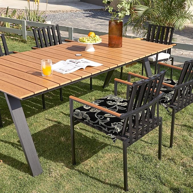 DYTXIII Set of 2 Outdoor Chair Cushions, Water Resistant 18.5"x16"x2" Square Seat Cushion for Patio Dining Chairs, High-Density Replacement Pads for Indoor Outdoor Furniture - Vines Black