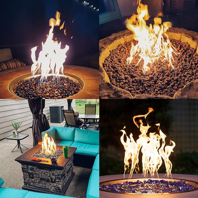 Skyflame 18 Inch Round Stainless Steel Fire Pit High Flame Burner Ring | Flame Jet Nozzles, 150,000 BTU, 1/2" NPT Inlet, 304 Stainless Steel, for NG and LP Fire pit