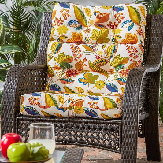 Greendale Home Fashions Outdoor 44 x 22-inch High Back Chair Cushion, Set of 1, Foliage