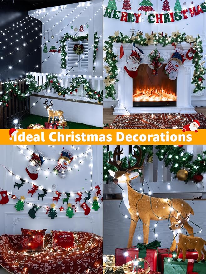 BrightChristmas 600 LED 196 FT Christmas Lights, Waterproof String Lights with Remote and Timer, Christmas Tree Lights with 8 Modes Dimmable, Fairy Lights for Holiday Decor (Cool White)