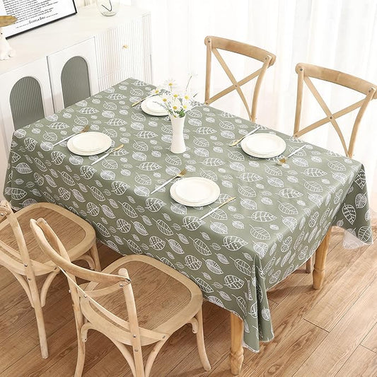 Walrus Heavy Duty Vinyl Tablecloth with Flannel Backing Waterproof Oil-Proof Plastic Table Cloth Stain-Resistant Wipeable Rectangle or Square Table Cover for Indoor and Outdoor (Leaf, 60X102 Inch)
