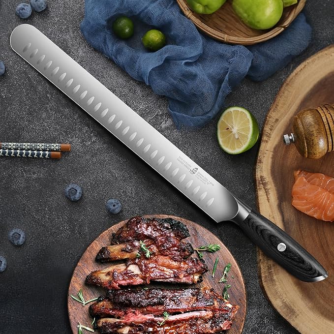 TUO Carving Knife, 12 inch Brisket Knife for Cutting Smoked Meat, Slicing Through Roast, High Carbon German Steel, Ergonomic Handle, BBQ Gifts - Falcon Series