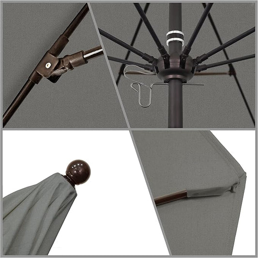 California Umbrella 9' Rd. Venture Series Contract Grade Patio Umbrella, Push Open Pin Stop, Bronze Finish, Sunbrella Charcoal