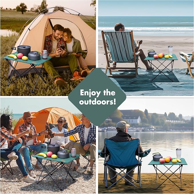VILLEY Folding Camping Table, Portable Lightweight Table with Carry Bag | Oxford Fabric & Reinforced Aluminum Panel, Stable Tabletop for Camping, Picnic, BBQ & Outdoor Dining