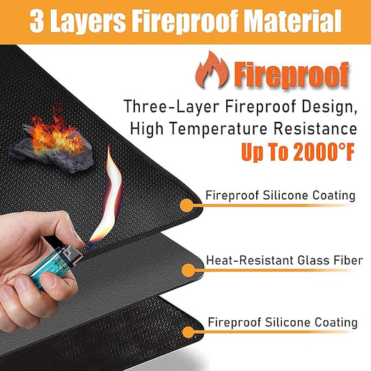 Grill Mats for Outdoor Grills - Fireproof Grill Matt for Outdoor Deck Protector for Gas, Charcoal Grills, Oil-proof Griddle Accessories Compatible with Blackstone, Weber, Royal Gourmet, 65 x 36 in
