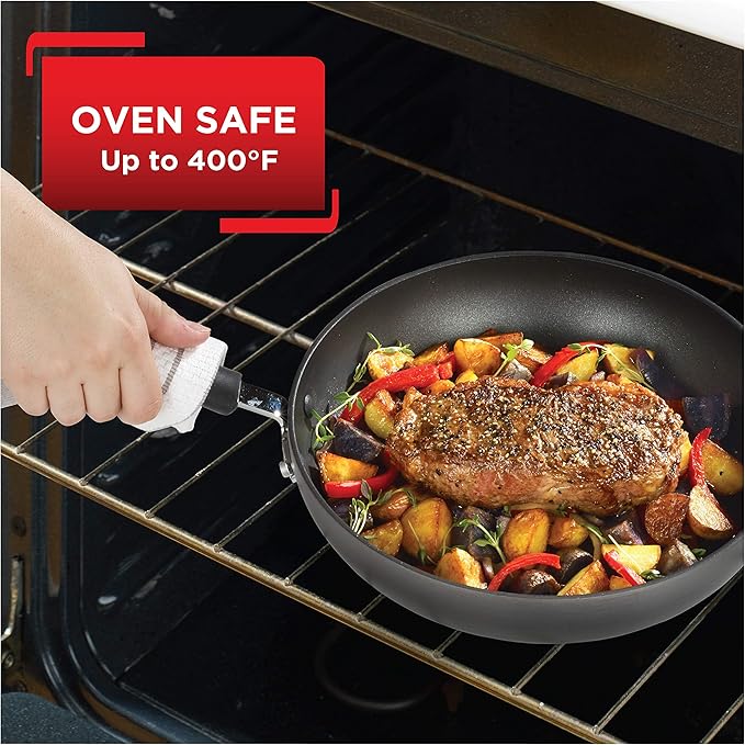 T-Fal Ultimate Hard Anodized Nonstick Griddle Pan, 10.25 in, Onyx | Flat stovetop griddle pan, Oven safe to 400°F, Titanium-reinforced nonstick, Thermo-Spot heat indicator, Dishwasher safe