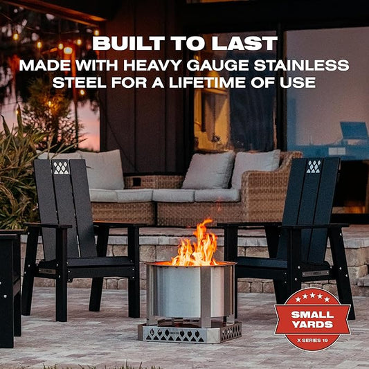 Breeo Smokeless Fire Pit (X Series 19, Stainless Steel) | 22.1 inch Smokeless Firepit for Outside | 47 Pounds | Ideal for Families Compatible with Wide Range of Breeo Accessories