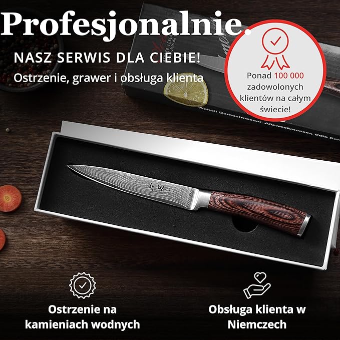 Wakoli EDIB Damascus Utility Knife – 4.9-Inch Kitchen Knife for Everyday Use, 67-Layer Damascus Steel Blade with VG10 Core, Ergonomic Pakkawood Handle – Professional Cooking Knife in Premium Gift Box