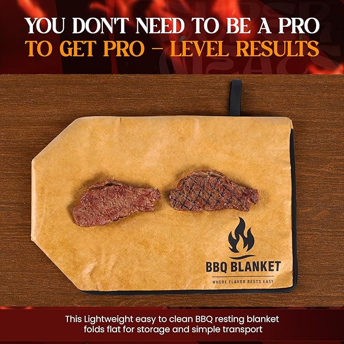 Portable Insulated BBQ Blanket for Resting Meat with Wide Mouth & Zipper – Multi-Layer Leakproof BBQ Resting Bag for Smoking, Grilling, Pulled Pork Shoulders, Steaks, Briskets, Beef, Turkey