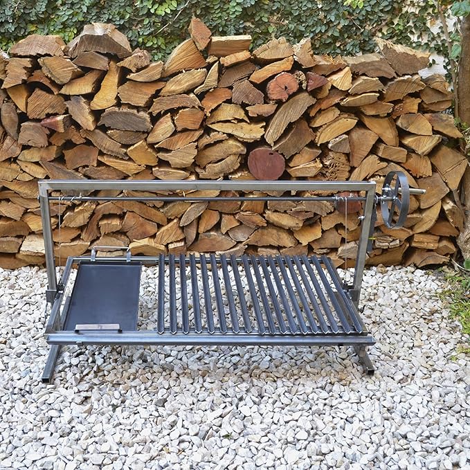 Iron Argentinian Style Santa Maria Grill - V Angle - Size medium (40 x 20 in) 100 x 50 cm (Iron Argentinian Style Santa Maria Grill - V Angle + Brazier + Fire tools)