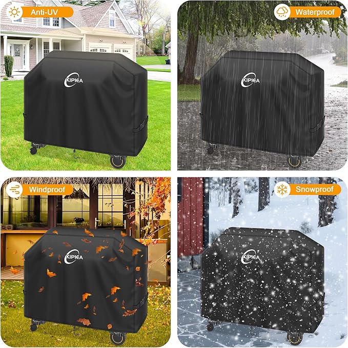 Kipiea Heavy Duty Grill Cover for Traeger Timberline 1300, 600D Oxford Fabric Wood Pellet Smoker Covers Waterproof & Windproof, Pellet BBQ Grill Cover for Outside Anti-UV, No Tear, No Fading