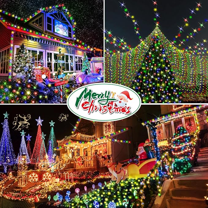 Hezbjiti 2 Pack 1000 LED 403 FT Christmas String Lights Outdoor, 8 Lighting Modes IP44 Waterproof Fairy Lights with Timer and Dimmable Function for Party Tree Decorations (Multicolor, Clear Wire)