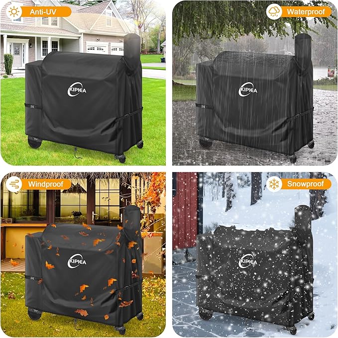 Kipiea Heavy Duty Grill Cover for Traeger Pro 34 & 780 Series, 600D Oxford Fabric Wood Pellet Smoker Covers Waterproof & Windproof, Pellet BBQ Grill Cover for Outside Anti-UV, No Tear, No Fading