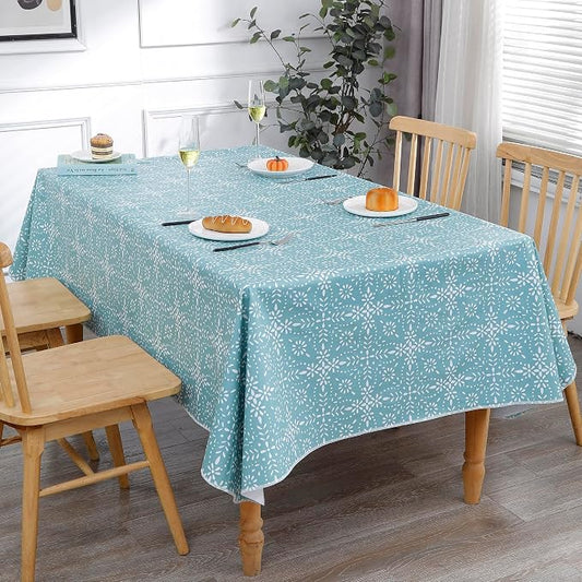 Walrus Heavy Duty Vinyl Tablecloth with Flannel Backing Waterproof Oil-Proof Plastic Table Cloth Stain-Resistant Wipeable Table Cover for Indoor and Outdoor (Perforated Floral,54x54 Inch)