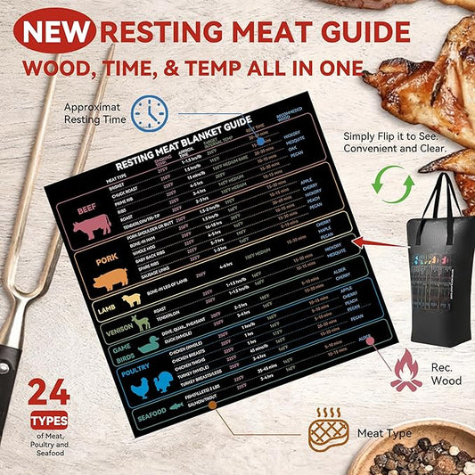 BBQ Blanket for Resting Meat - 21" Reusable Insulated Brisket Resting Bag with Meat Temp & Smoker Guide, Leak-Proof Smoked Meat Blanket for Brisket/Turkey/Beef, BBQ Gifts for Men Dad, Black