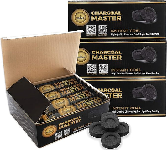 Instant Hookah Coals Light –Incense Instant Coal Disks – Coal Tablets – Charcoal Disks –Set of 100Coal Rolls –33 mm Quick Light Charcoal Briquettes – Natural Coal Disks –Slow Burn and Low Smoke (2400)