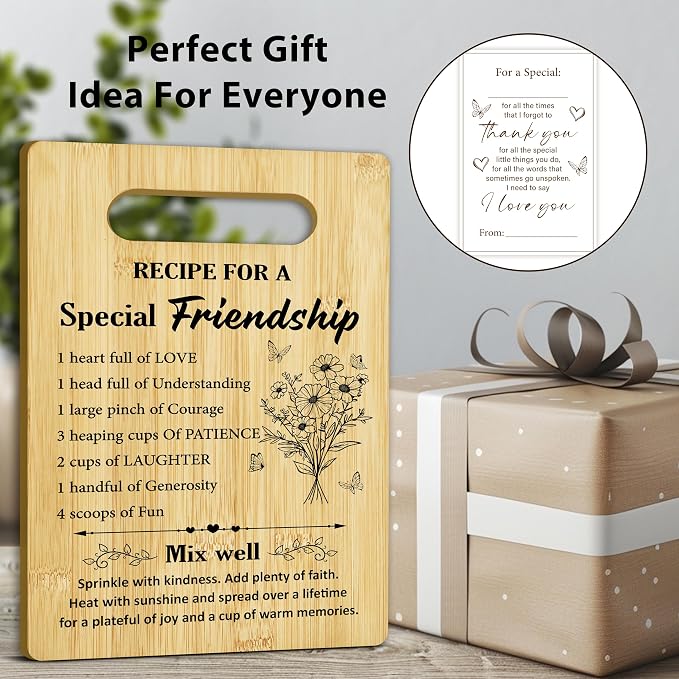 Friendship Gifts for Women, Ricepe Bamboo Cutting Board, Charcuterie Board for Kitchen Decor, Birthday Christmas Gift For Best Friends, Bestie, BFF -12