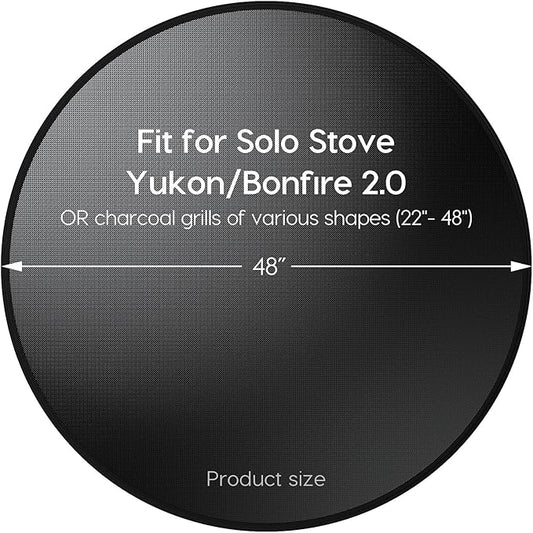 48" Fireproof Fire Pit Mat for Solo Stove Yukon, 5-Layer Round Grill Mats for Outdoor Grill Deck Protector, Waterproof Pad for Camping Accessories, BBQ Mat for Patio