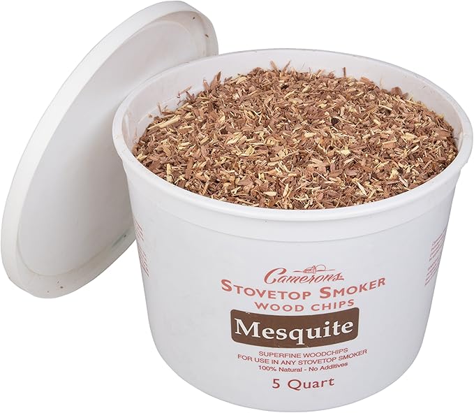 Camerons All Natural Extra Fine Mesquite BBQ Wood Chips for Smokers (5 Quart, 4.731L) Kiln Dried Wood Sawdust Shavings for Cocktail Smoking Guns, Stovetop Smokers, Smoke Boxes- Barbecue Grilling Gifts
