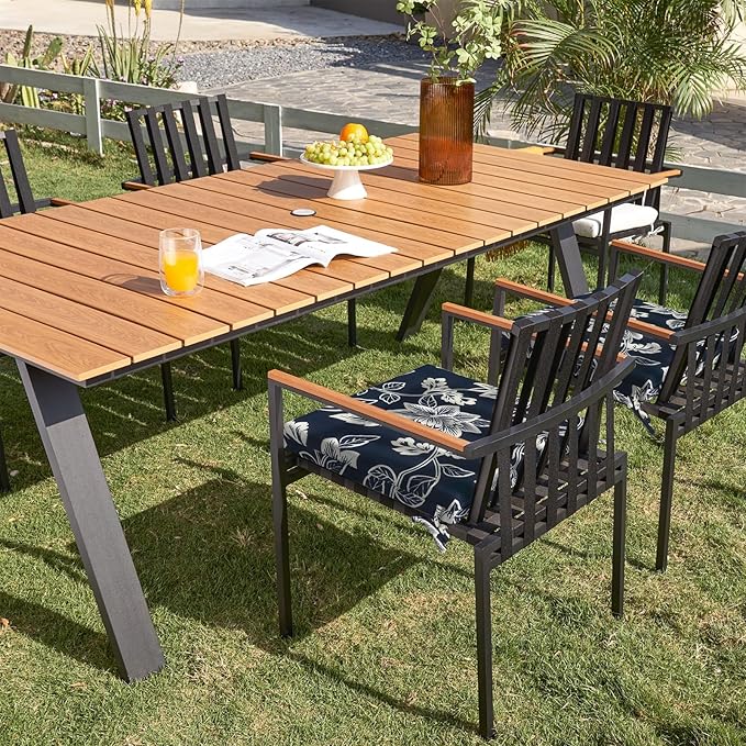 DYTXIII Set of 2 Outdoor Chair Cushions, Water Resistant 18.5"x16"x2" Square Seat Cushion for Patio Dining Chairs, High-Density Replacement Pads for Indoor Outdoor Furniture - Vines Navy