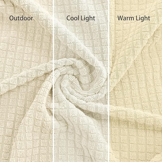 Cupuamon 2026 New Stretch Oversized Sofa Slipcovers Couch Sofa Cover for 4 Seater Furniture Protector Covers with Elastic Bottom Jacquard Fabric Small Checks for Pets, Kids - Beige